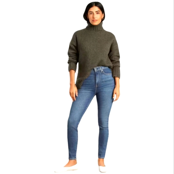 NEW Everlane Way High Cropped Skinny Jeans in Mid Blue Size 34 X 26.5